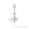 316L SURGICAL STEEL MULTI CZ CLOVER ROUND CZ DANGLE CZ BELLY BUTTON NAVEL RING 